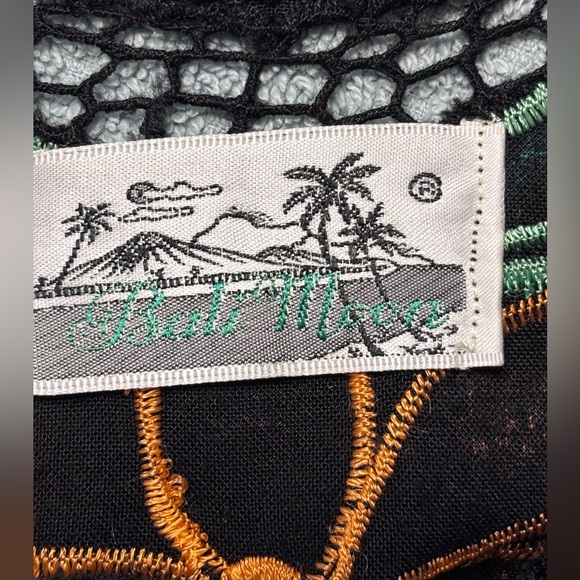 Bali Moon Floral Flowy Black Shift Dress  embroidered trim flowers - Picture 8 of 8